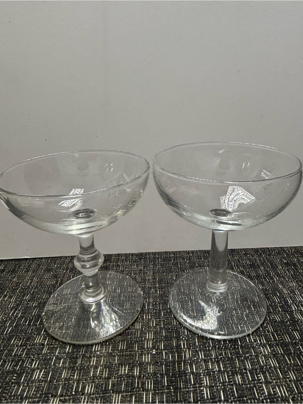 Coupe Champagne Glasses - Eclectic Set of 2 - One is Marked France
